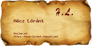 Hécz Lóránt névjegykártya